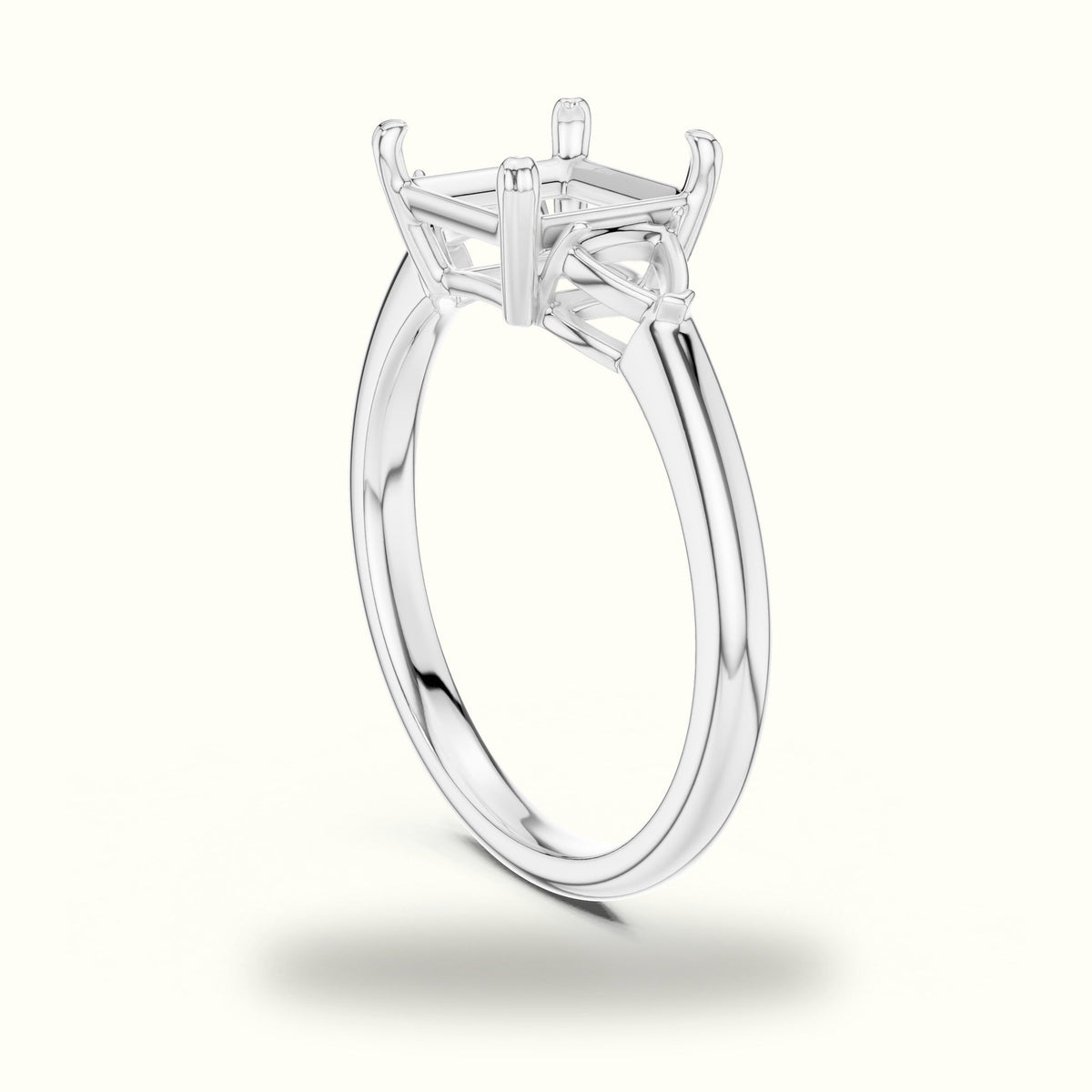 Princess Three-Stone Basket Lab-Grown Diamond Ring — White gold, view 1 | Crystal N Cuts