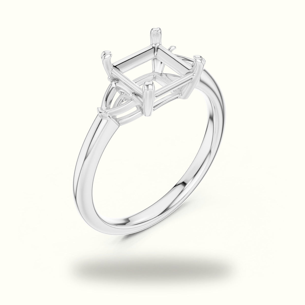 Princess Three-Stone Basket Lab-Grown Diamond Ring — White gold, view 2 | Crystal N Cuts
