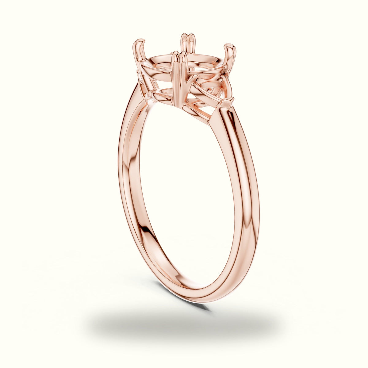Round Three-Stone Lab-Grown Diamond Ring — Rose gold, view 1 | Crystal N Cuts