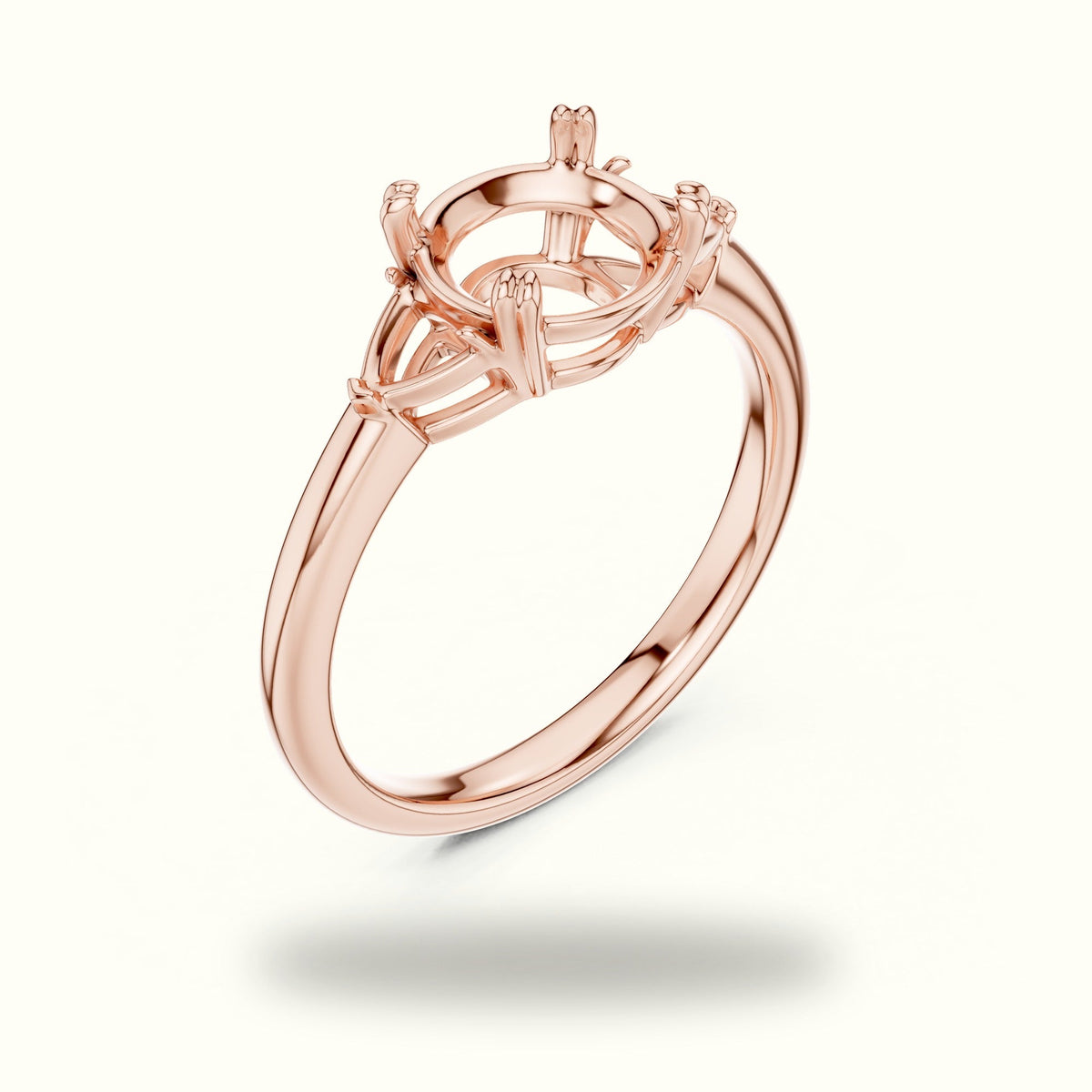 Round Three-Stone Lab-Grown Diamond Ring — Rose gold, view 2 | Crystal N Cuts