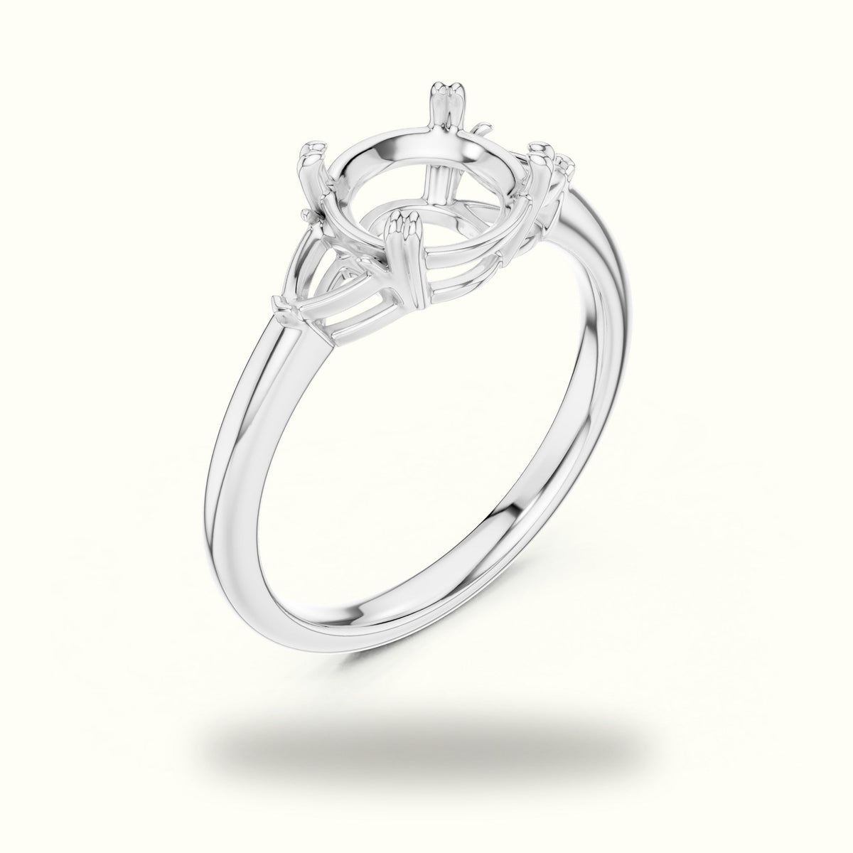 Round Three-Stone Lab-Grown Diamond Ring — White gold, view 2 | Crystal N Cuts