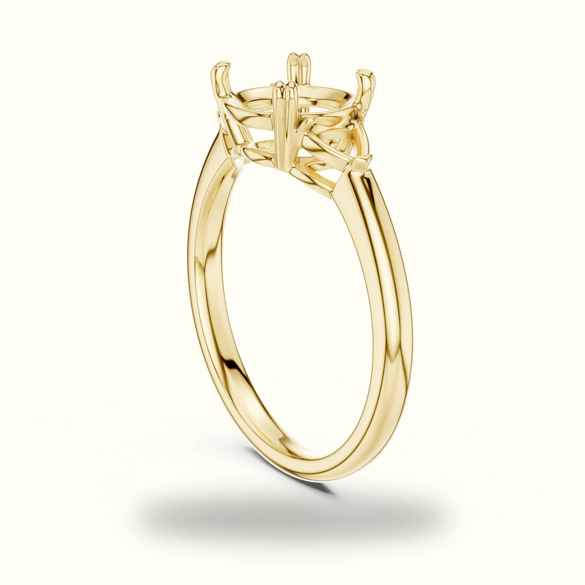 Round Three-Stone Lab-Grown Diamond Ring — Yellow gold, view 1 | Crystal N Cuts