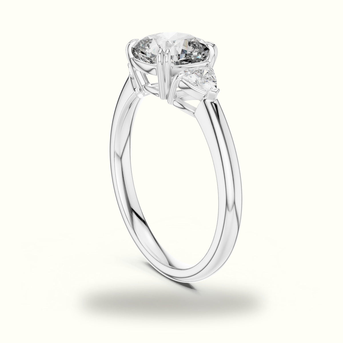 Cushion Three Stone Basket Lab-Grown Diamond Ring — White gold, view 1 | Crystal N Cuts