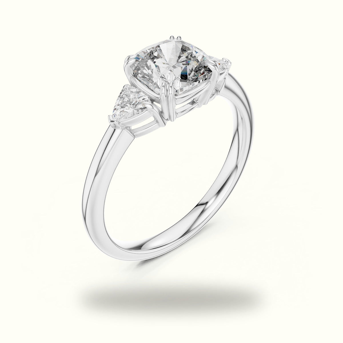 Cushion Three Stone Basket Lab-Grown Diamond Ring — White gold, view 2 | Crystal N Cuts