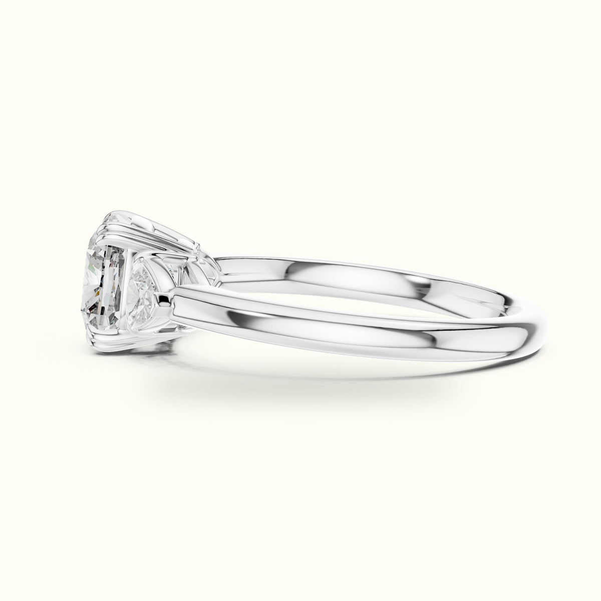 Cushion Three Stone Basket Lab-Grown Diamond Ring — White gold, view 3 | Crystal N Cuts