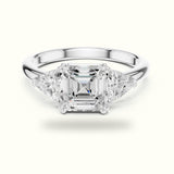 Asscher Cut Three Stone Basket Lab-Grown Diamond Ring