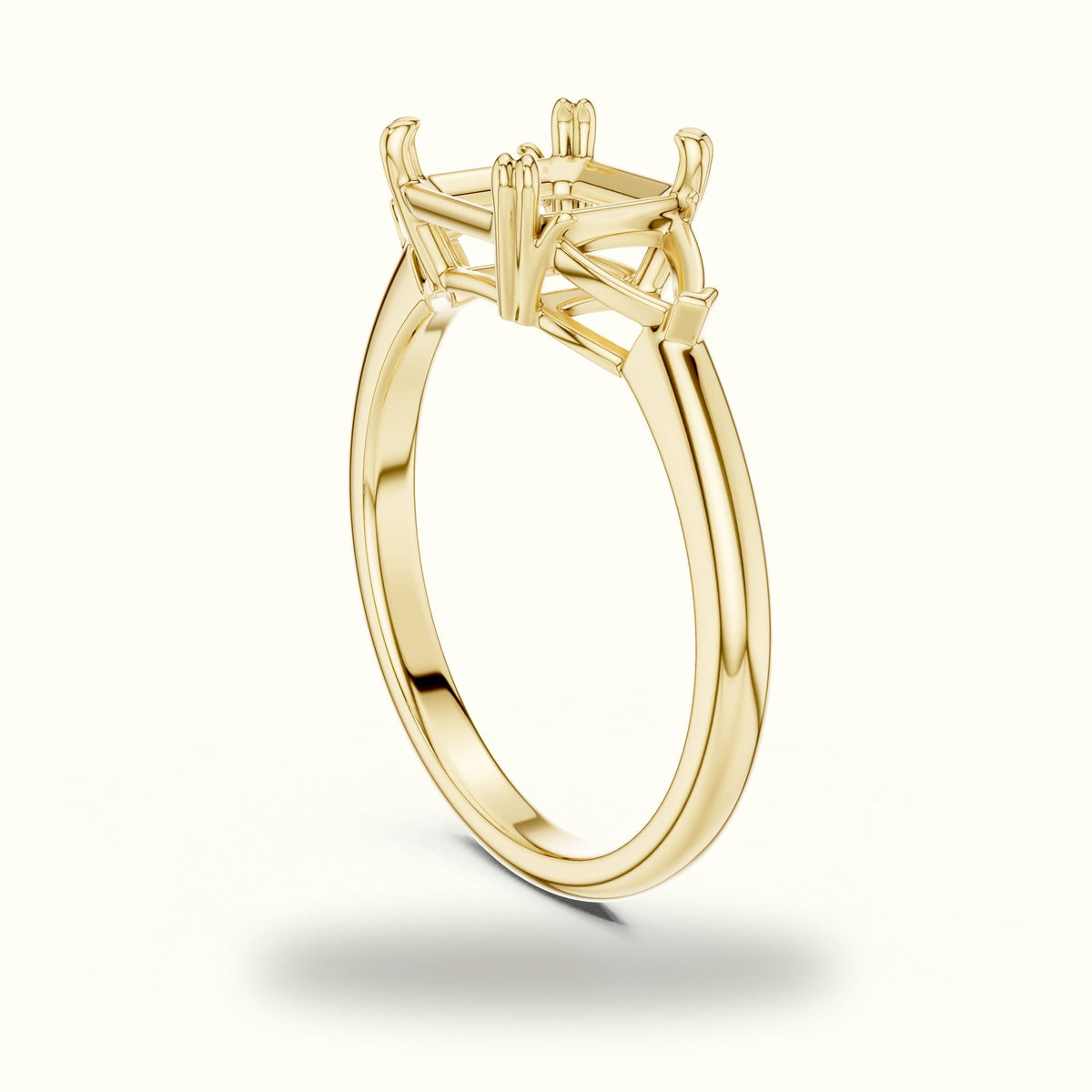 Asscher Cut Three Stone Basket Lab-Grown Diamond Ring — Yellow gold, view 1 | Crystal N Cuts