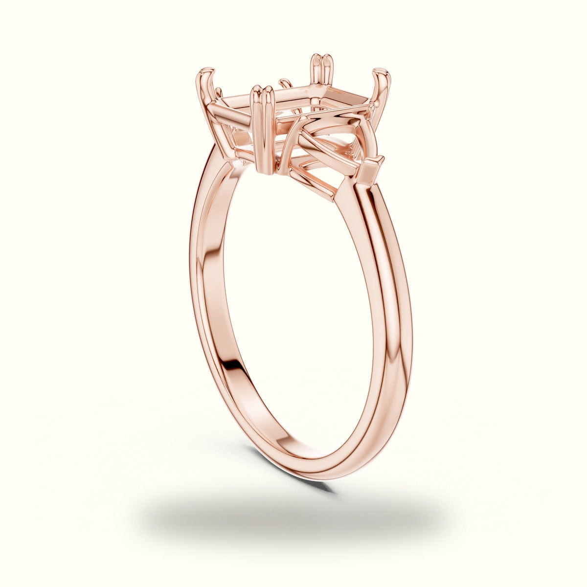 Emerald Three Stone Lab-Grown Diamond Ring — Rose gold, view 1 | Crystal N Cuts