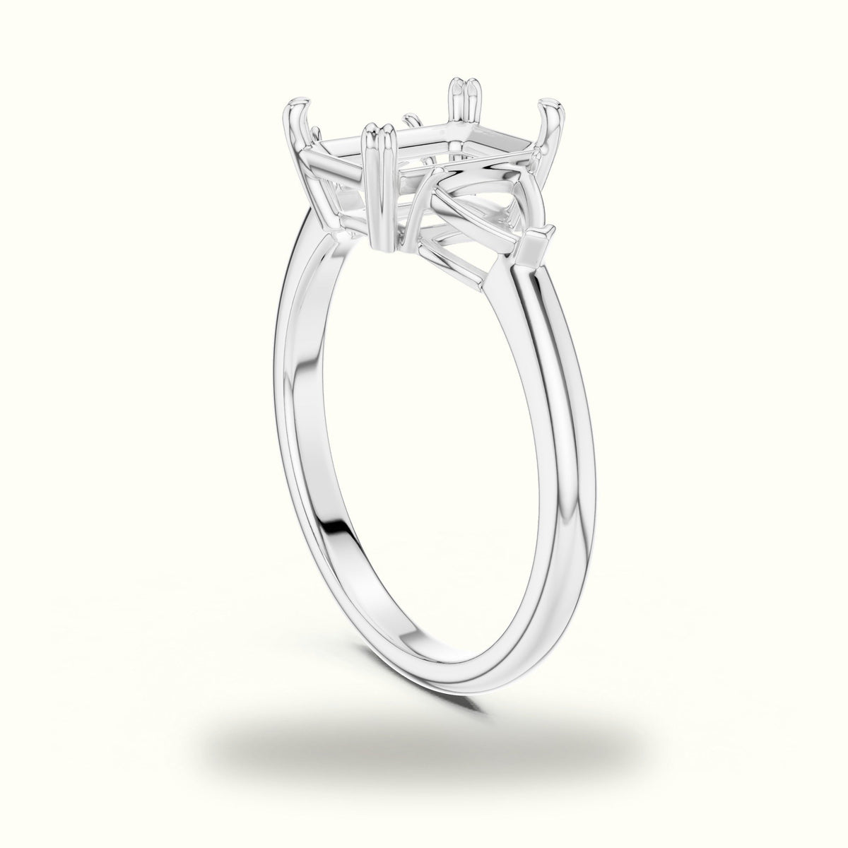 Emerald Three Stone Lab-Grown Diamond Ring — White gold, view 1 | Crystal N Cuts