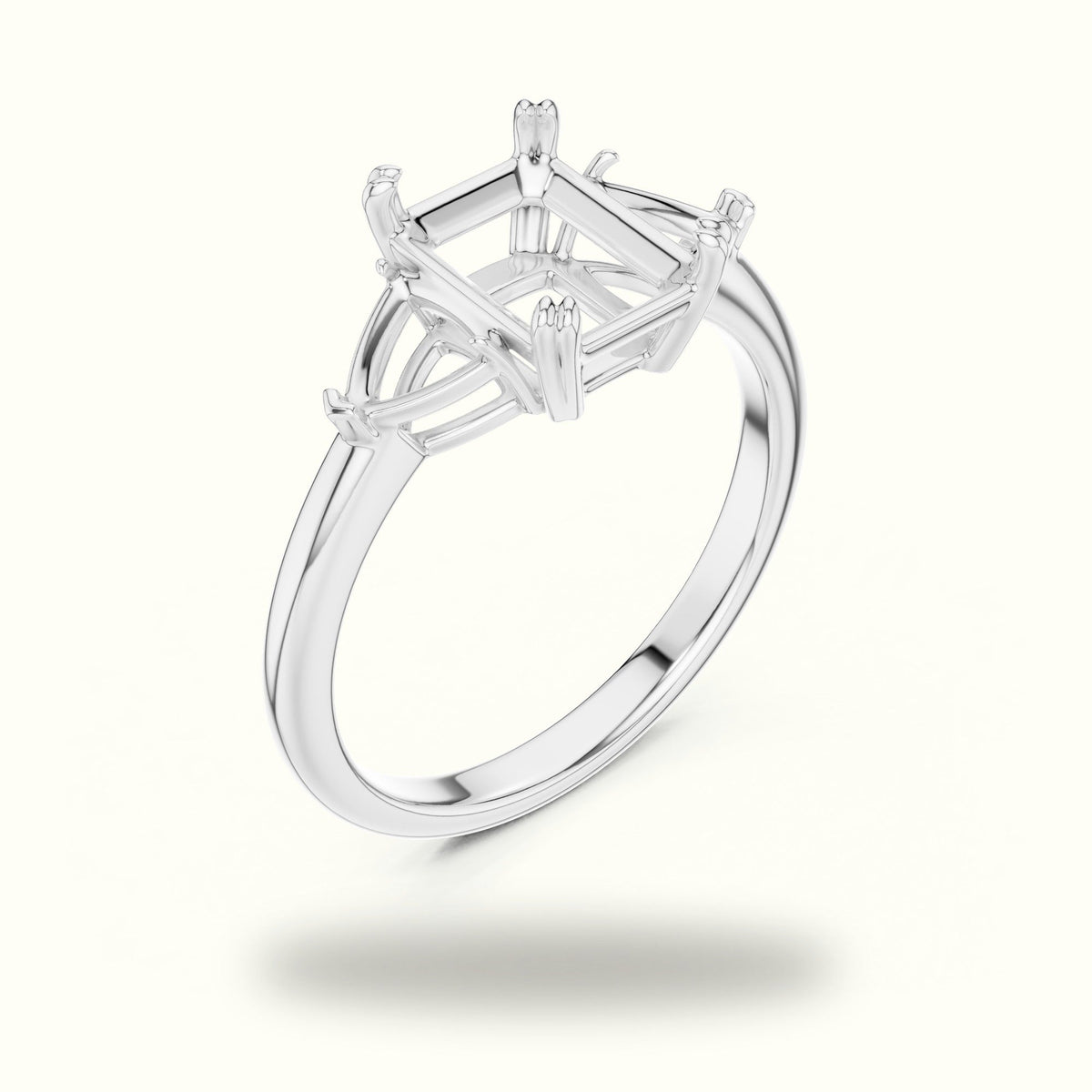 Emerald Three Stone Lab-Grown Diamond Ring — White gold, view 2 | Crystal N Cuts