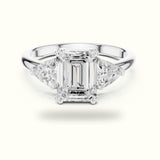 Emerald Three Stone Lab-Grown Diamond Ring