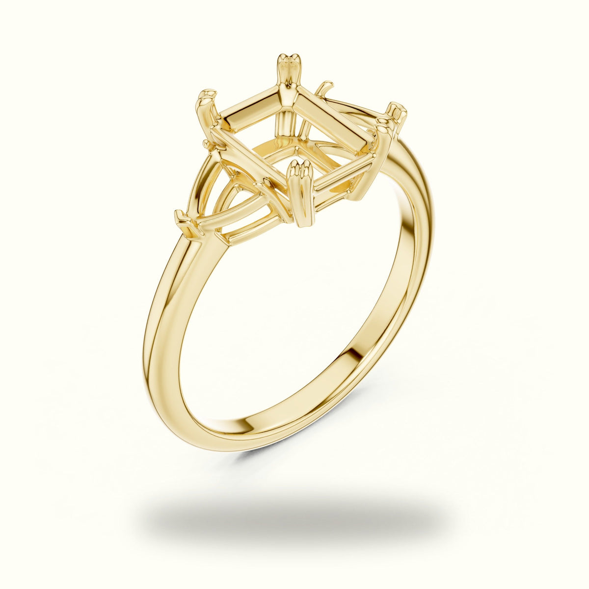 Emerald Three Stone Lab-Grown Diamond Ring — Yellow gold, view 2 | Crystal N Cuts