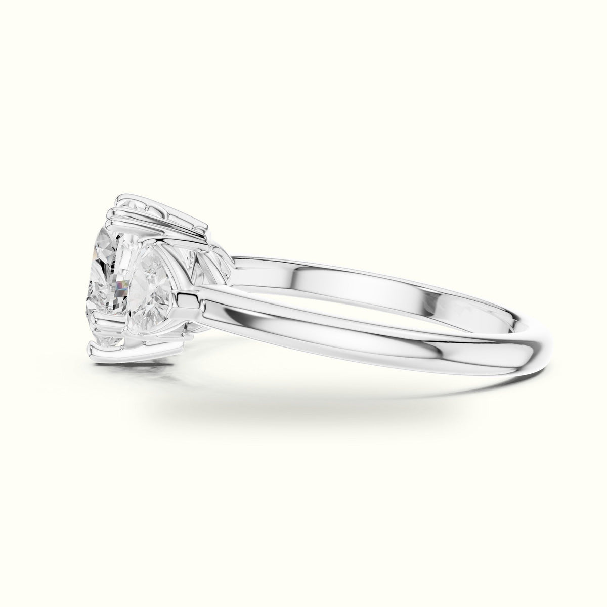 Heart Three-Stone Lab-Grown Diamond Ring — White gold, view 3 | Crystal N Cuts