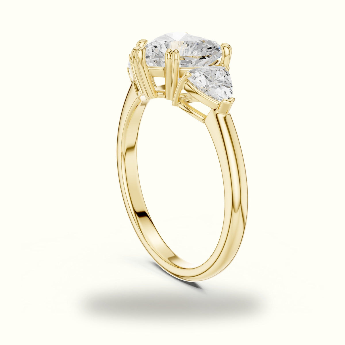 Heart Three-Stone Lab-Grown Diamond Ring — Yellow gold, view 1 | Crystal N Cuts