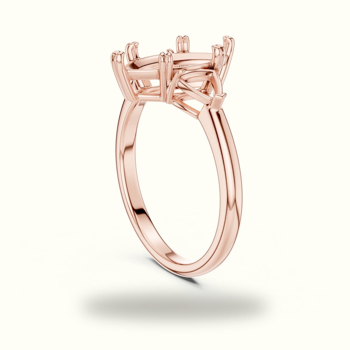 Marquise Basket Lab-Grown Diamond Three Stone Ring — Rose gold, view 1 | Crystal N Cuts