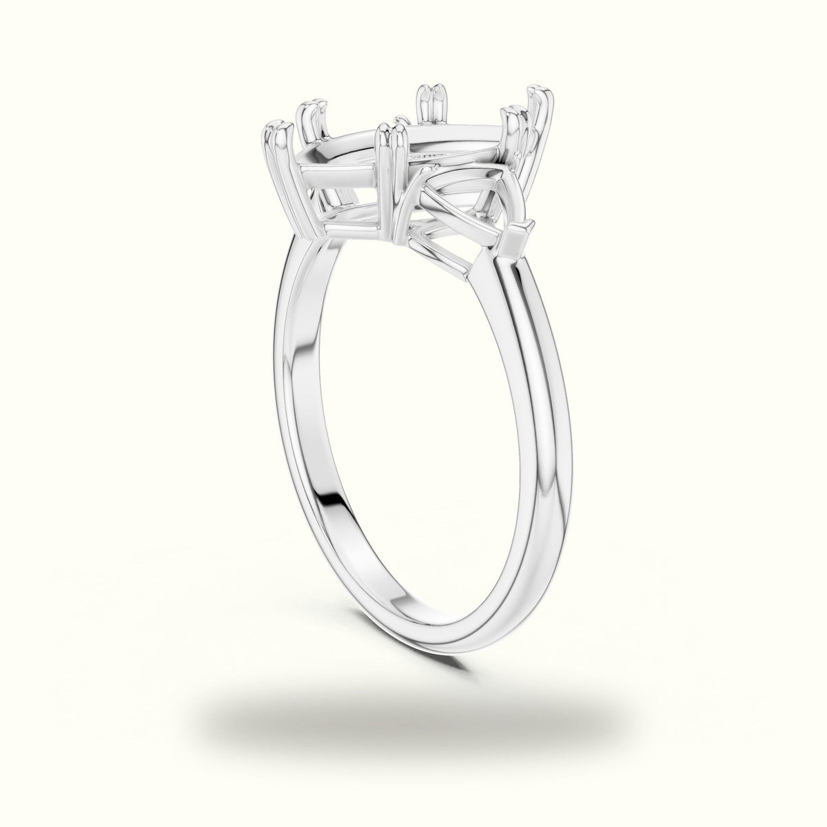 Marquise Basket Lab-Grown Diamond Three Stone Ring — White gold, view 1 | Crystal N Cuts