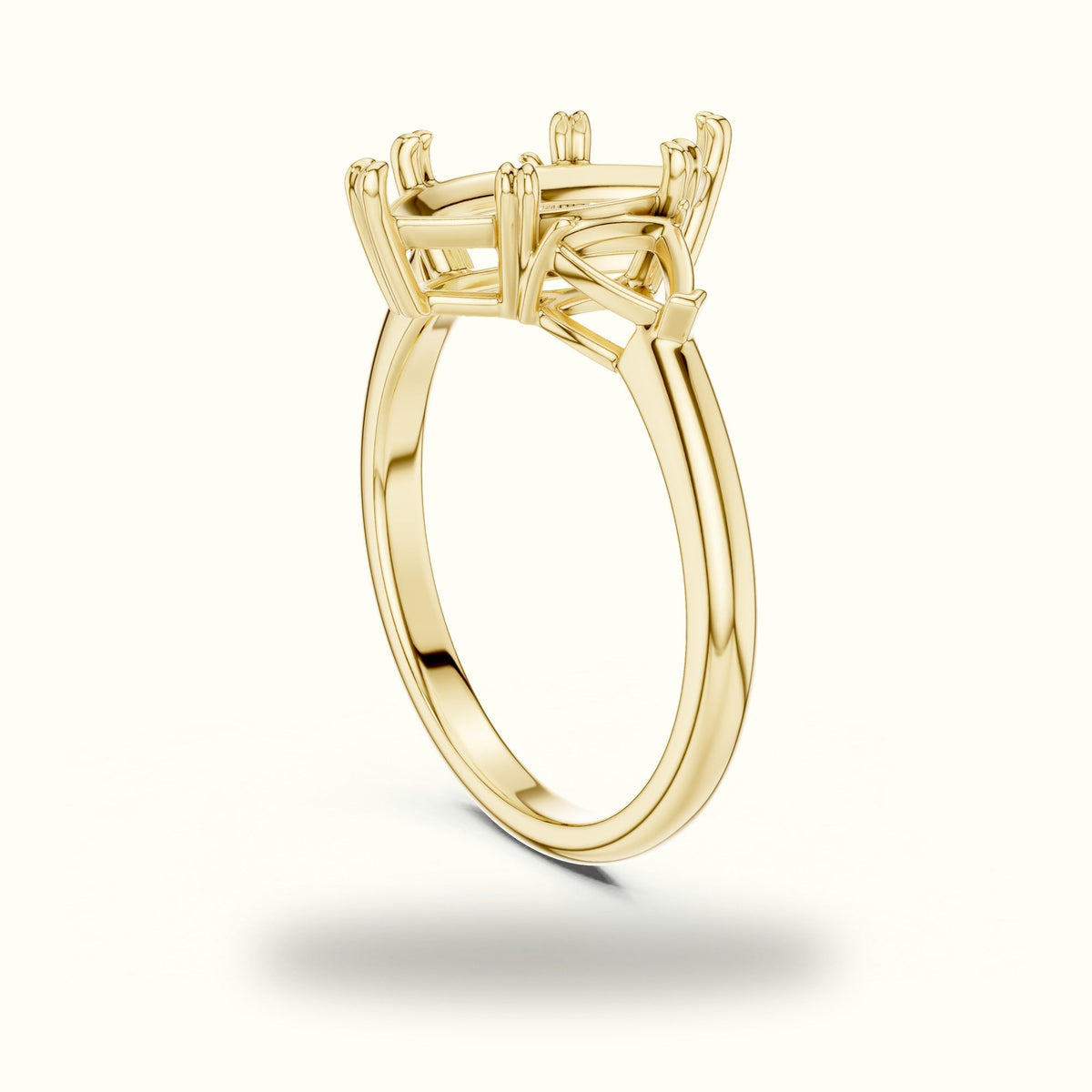 Marquise Basket Lab-Grown Diamond Three Stone Ring — Yellow gold, view 1 | Crystal N Cuts