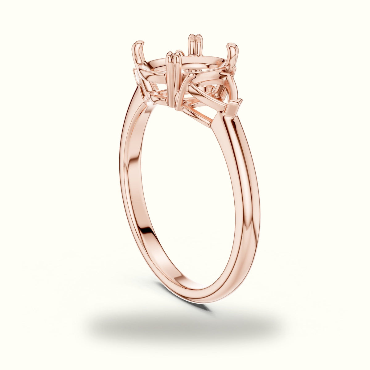 Oval Basket with Prongs Lab-Grown Diamond Three Stone Ring — Rose gold, view 1 | Crystal N Cuts