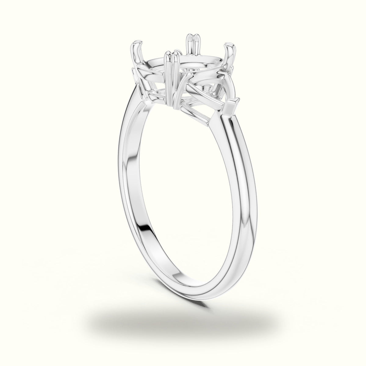 Oval Basket with Prongs Lab-Grown Diamond Three Stone Ring — White gold, view 1 | Crystal N Cuts