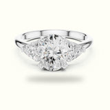 Oval Basket with Prongs Lab-Grown Diamond Three Stone Ring