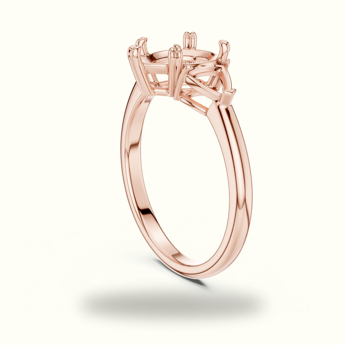 Pear Basket Lab-Grown Diamond Three Stone Ring — Rose gold, view 1 | Crystal N Cuts