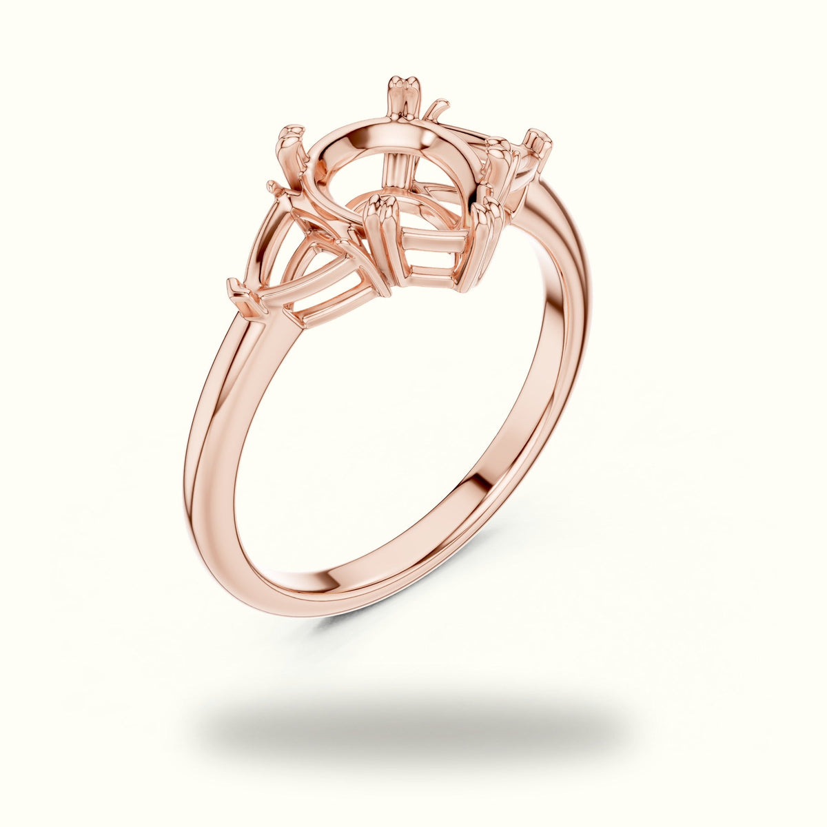 Pear Basket Lab-Grown Diamond Three Stone Ring — Rose gold, view 2 | Crystal N Cuts