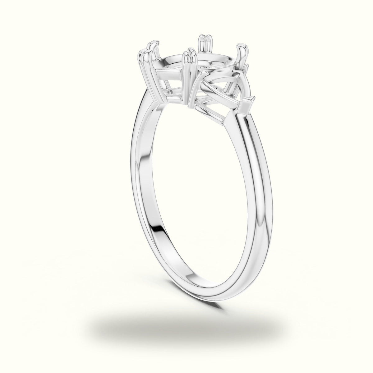 Pear Basket Lab-Grown Diamond Three Stone Ring — White gold, view 1 | Crystal N Cuts