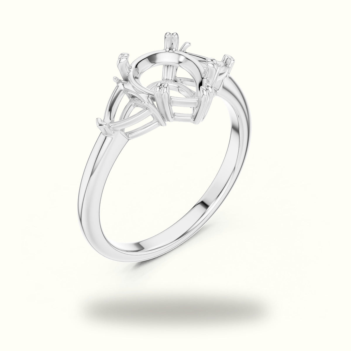 Pear Basket Lab-Grown Diamond Three Stone Ring — White gold, view 2 | Crystal N Cuts