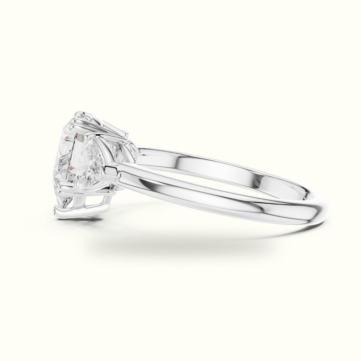 Pear Basket Lab-Grown Diamond Three Stone Ring — White gold, view 3 | Crystal N Cuts
