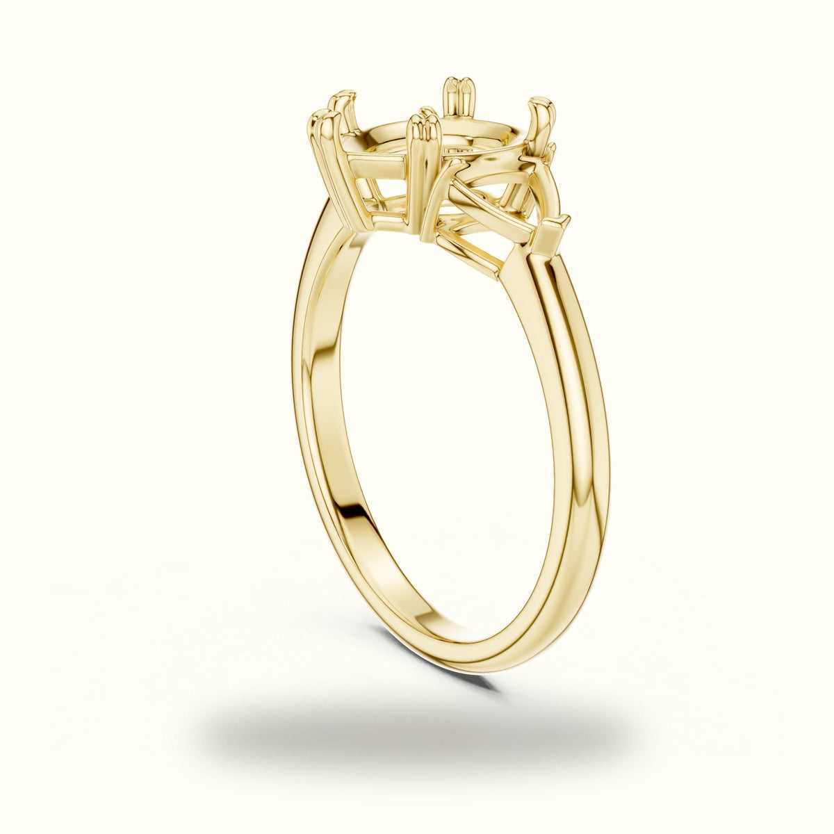 Pear Basket Lab-Grown Diamond Three Stone Ring — Yellow gold, view 1 | Crystal N Cuts