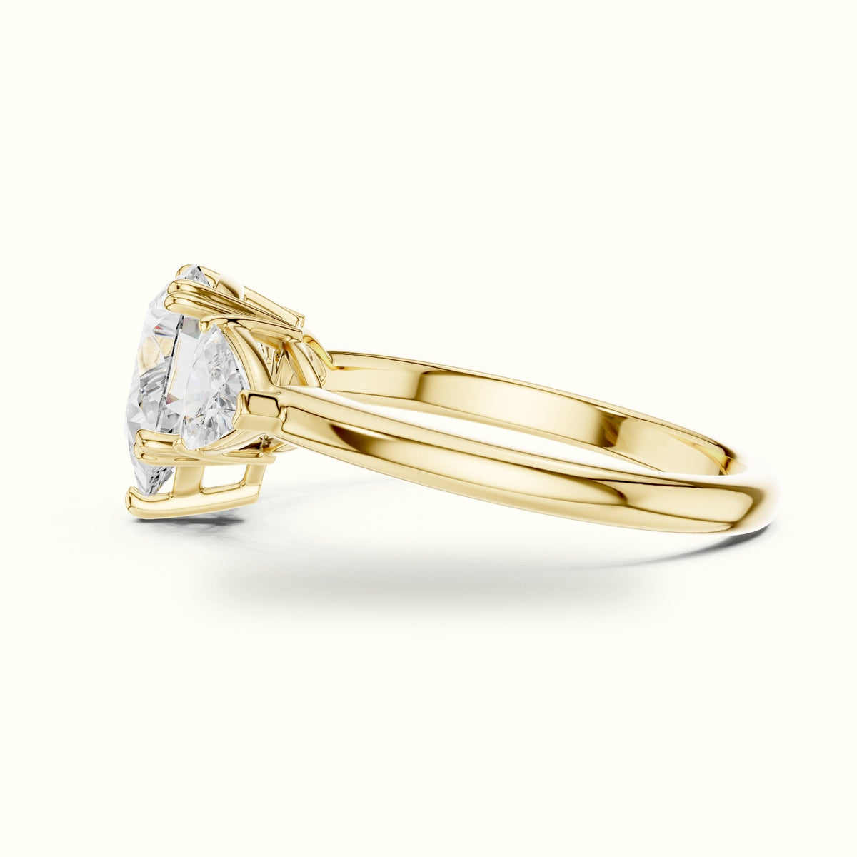Pear Basket Lab-Grown Diamond Three Stone Ring — Yellow gold, view 3 | Crystal N Cuts