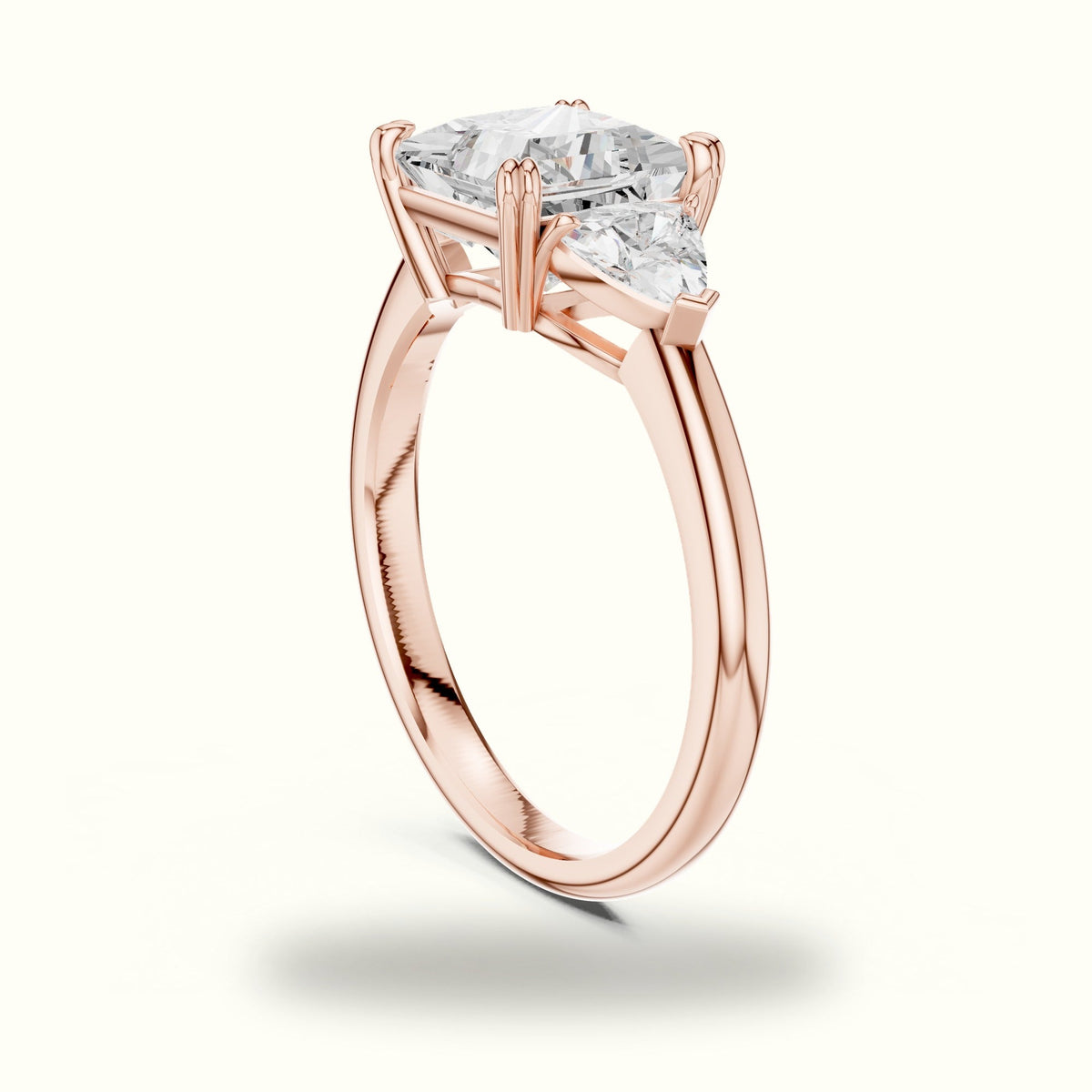 Princess Three-Stone Lab-Grown Diamond Ring — Rose gold, view 1 | Crystal N Cuts