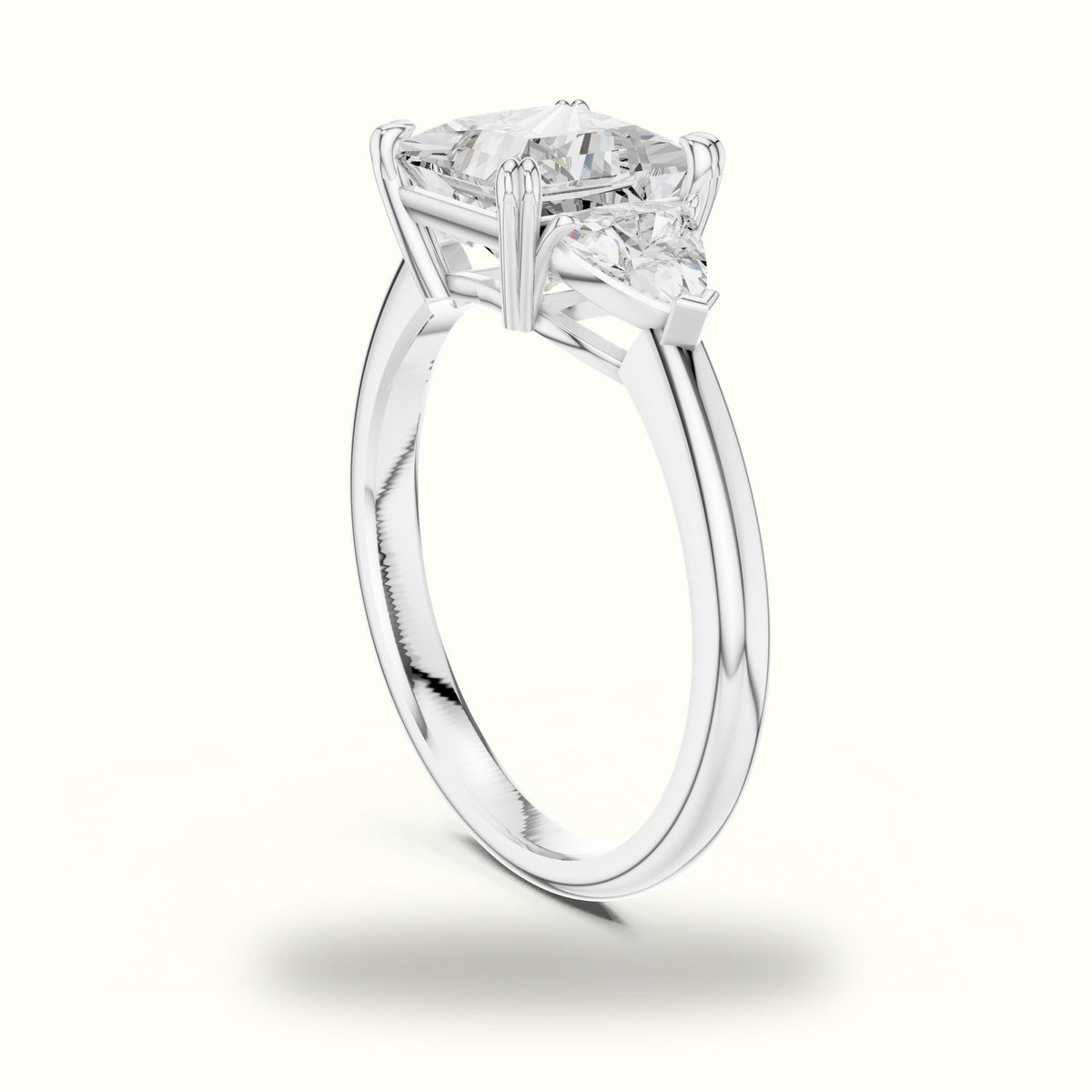Princess Three-Stone Lab-Grown Diamond Ring — White gold, view 1 | Crystal N Cuts