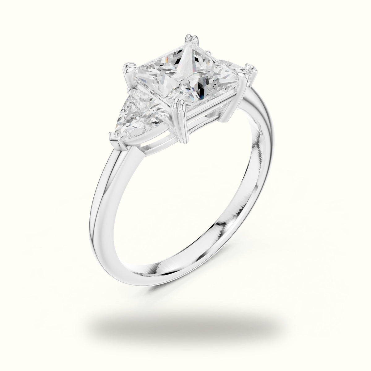 Princess Three-Stone Lab-Grown Diamond Ring — White gold, view 2 | Crystal N Cuts