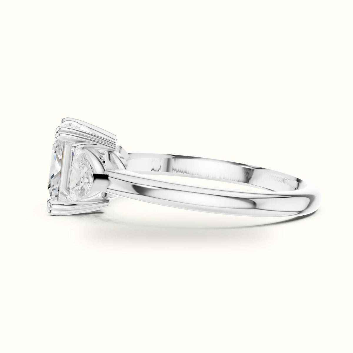 Princess Three-Stone Lab-Grown Diamond Ring — White gold, view 3 | Crystal N Cuts