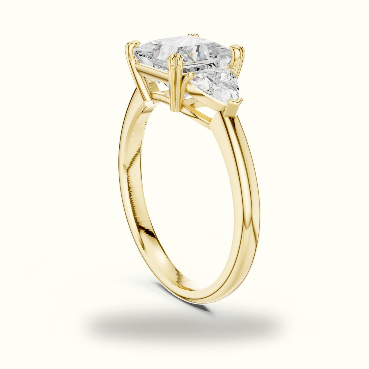 Princess Three-Stone Lab-Grown Diamond Ring — Yellow gold, view 1 | Crystal N Cuts