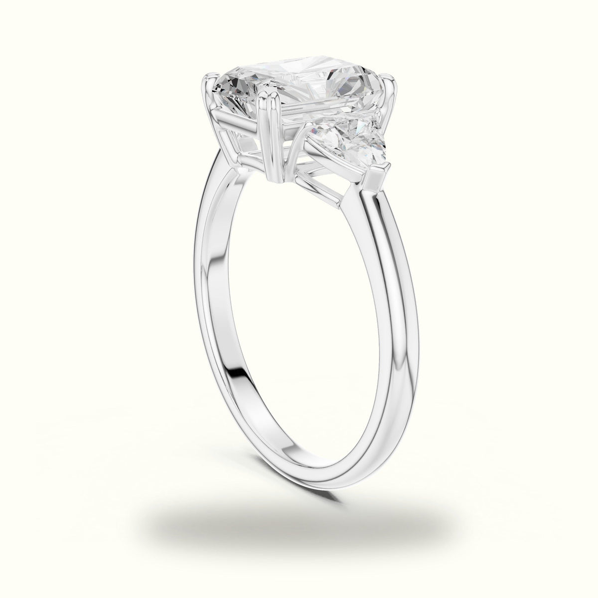 Radiant Basket Lab-Grown Diamond Three Stone Ring — White gold, view 1 | Crystal N Cuts