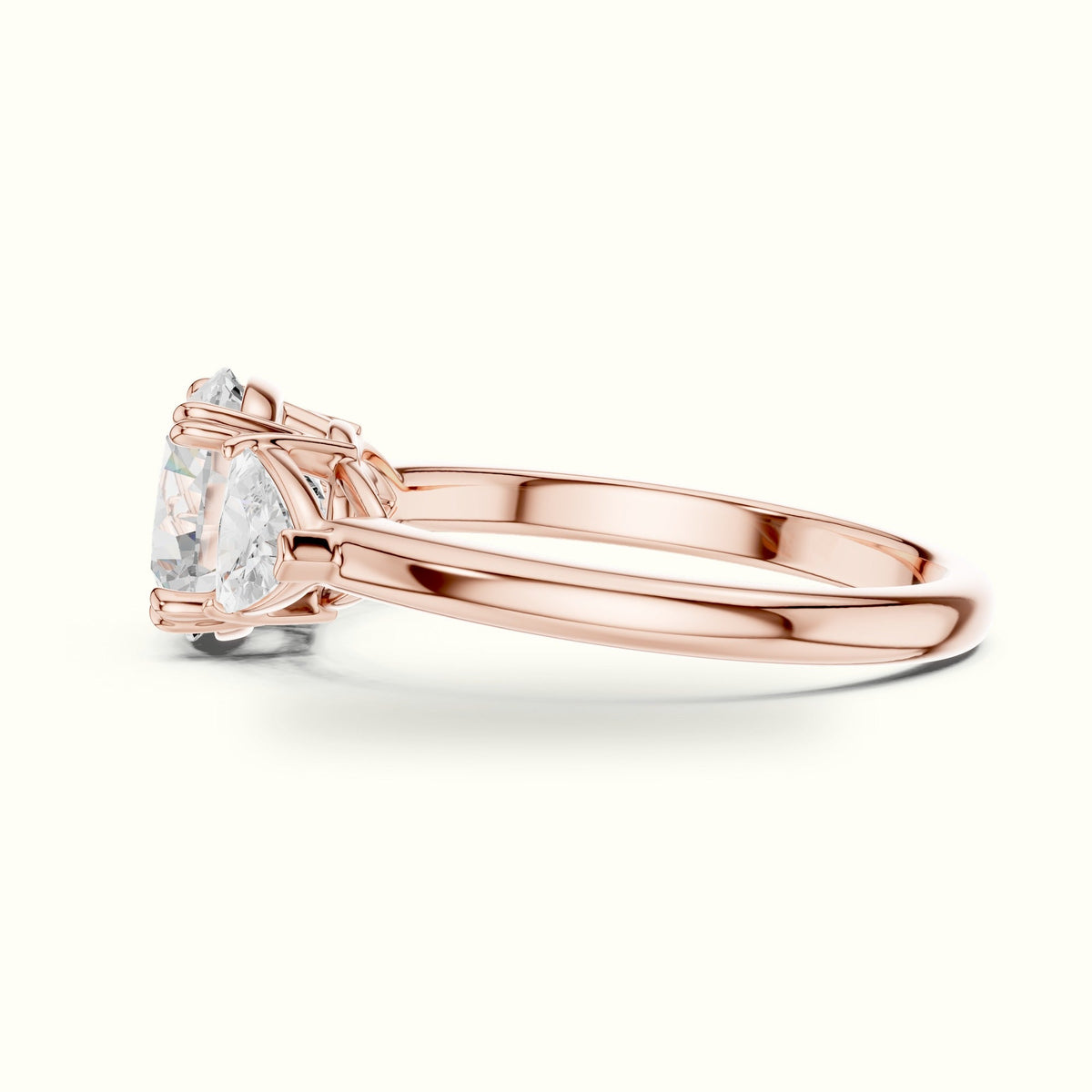 Round Three Stone Lab-Grown Diamond Ring — Rose gold, view 3 | Crystal N Cuts
