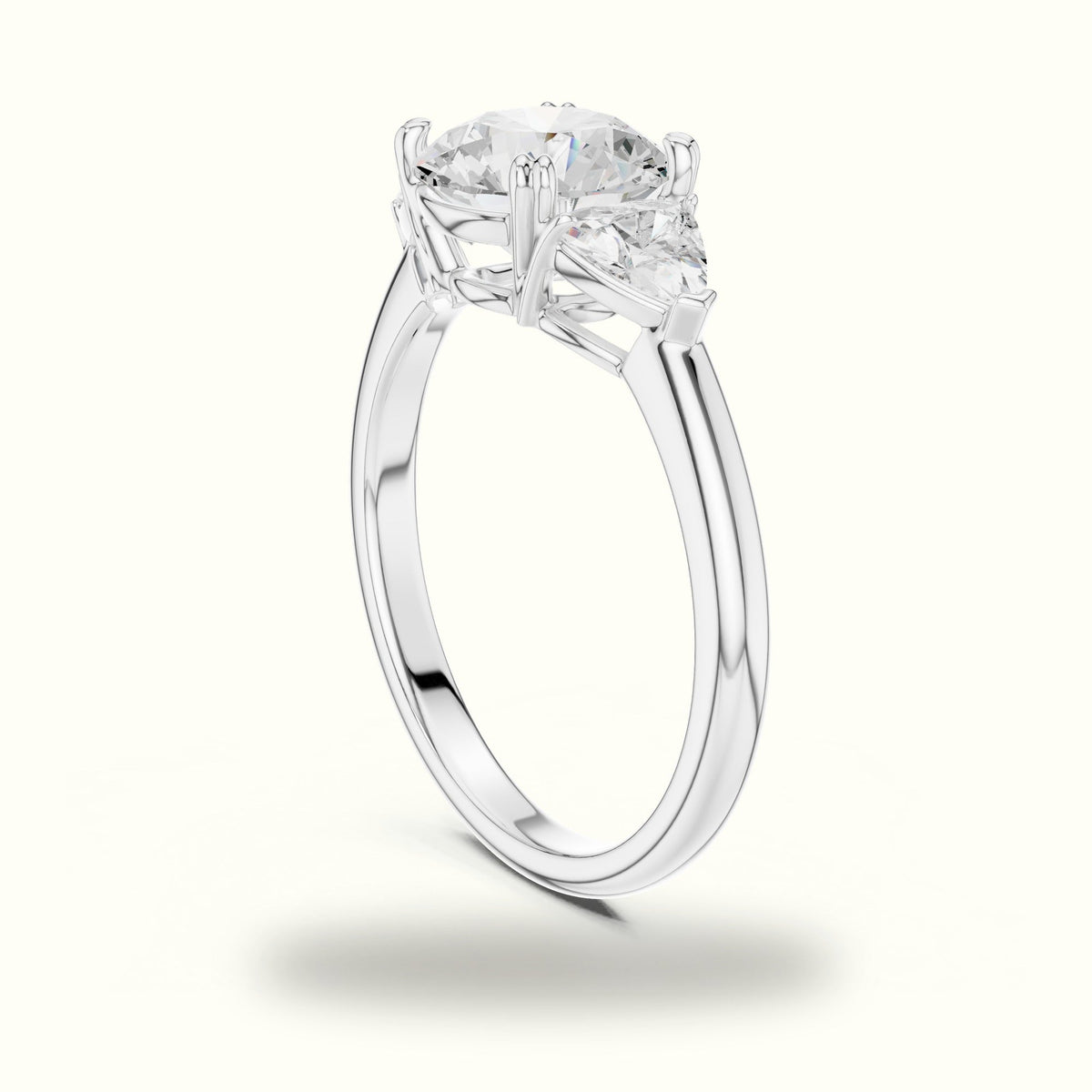 Round Three Stone Lab-Grown Diamond Ring — White gold, view 1 | Crystal N Cuts