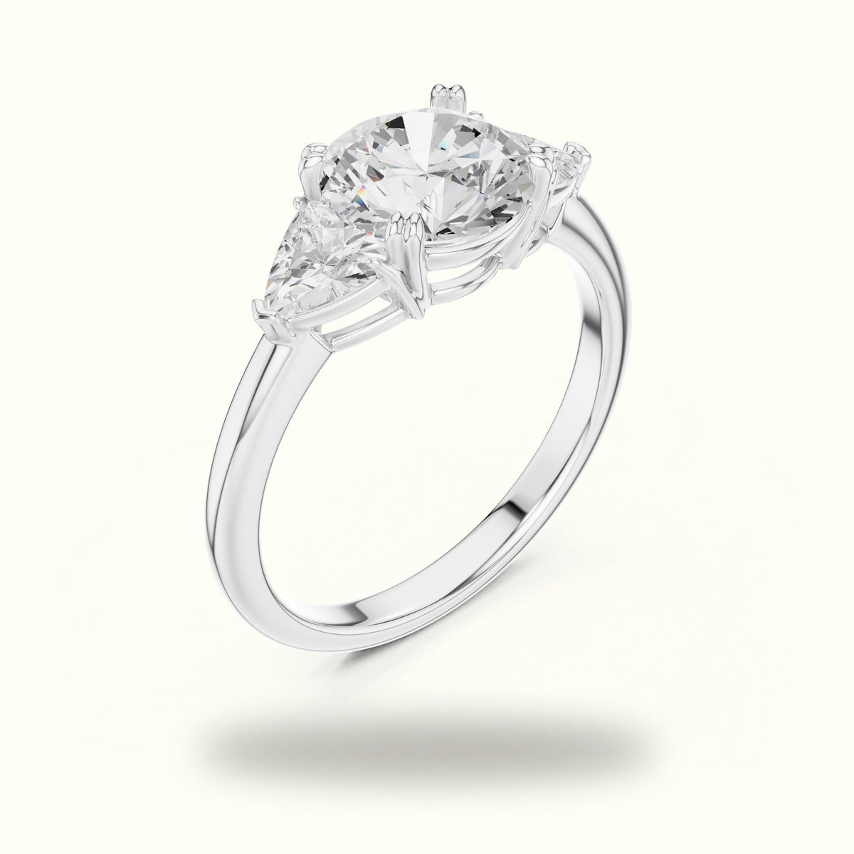 Round Three Stone Lab-Grown Diamond Ring — White gold, view 2 | Crystal N Cuts