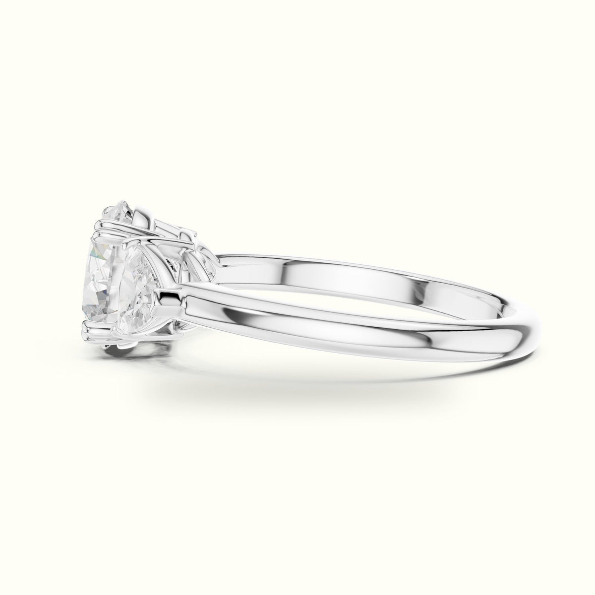 Round Three Stone Lab-Grown Diamond Ring — White gold, view 3 | Crystal N Cuts
