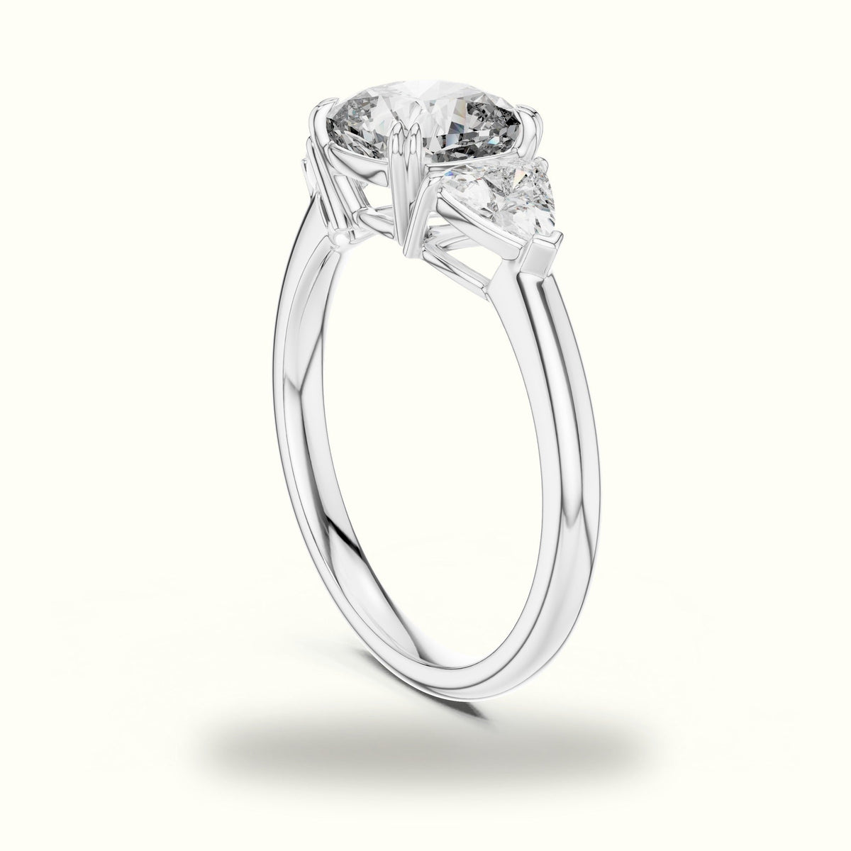 Cushion Three-Stone Basket Lab-Grown Diamond Ring — White gold, view 1 | Crystal N Cuts