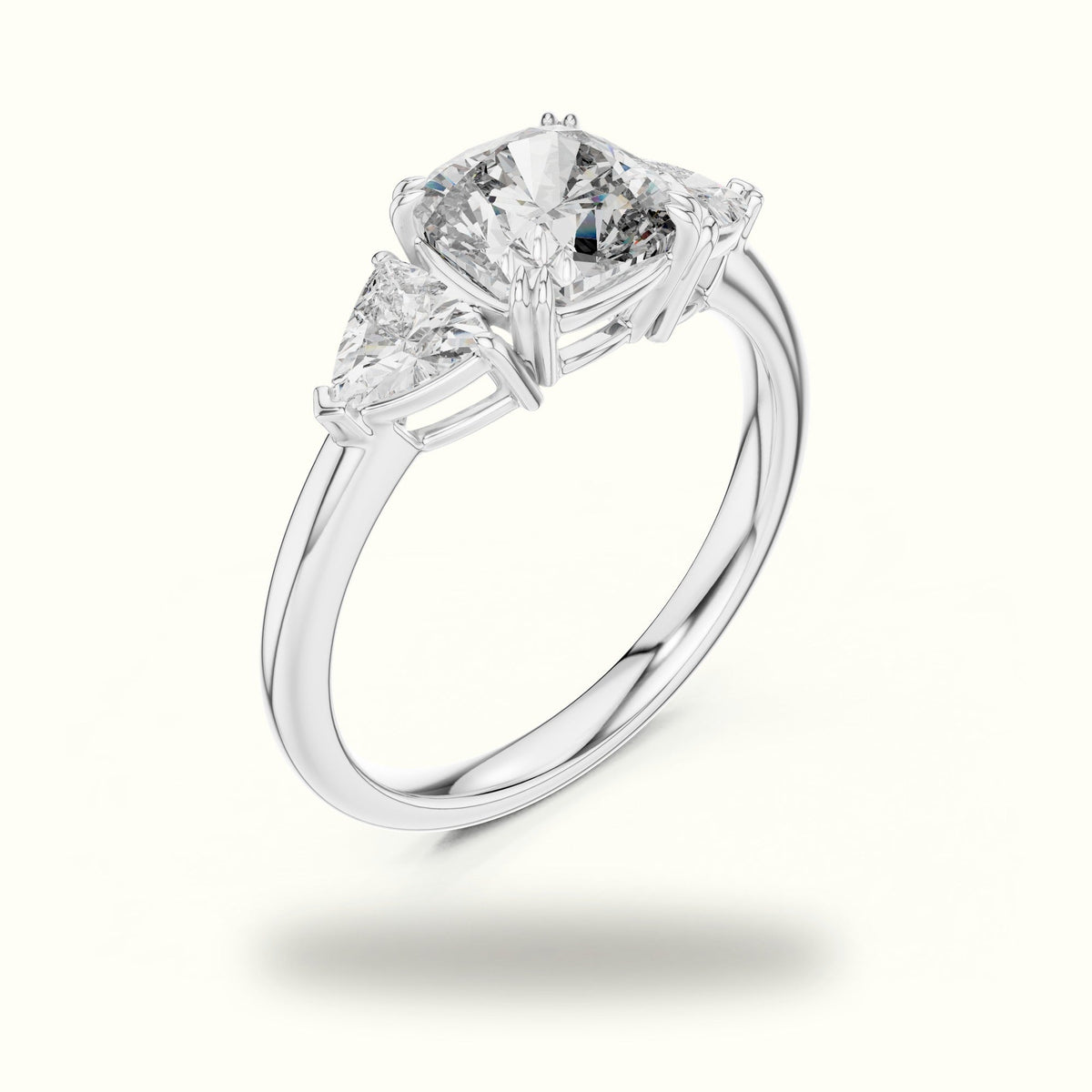 Cushion Three-Stone Basket Lab-Grown Diamond Ring — White gold, view 2 | Crystal N Cuts