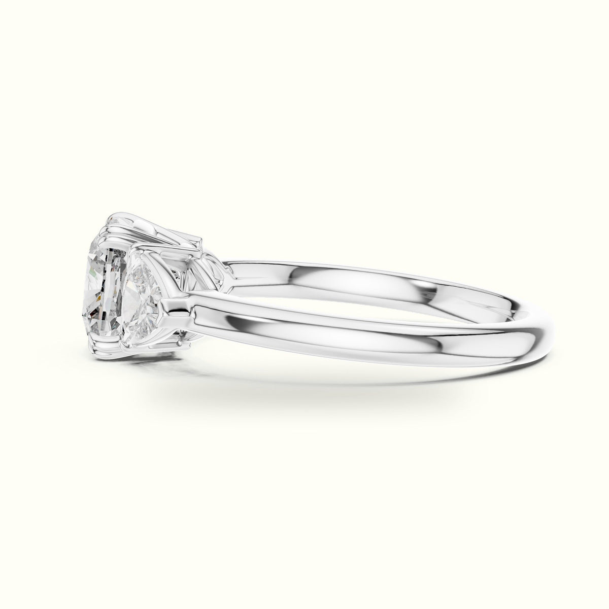 Cushion Three-Stone Basket Lab-Grown Diamond Ring — White gold, view 3 | Crystal N Cuts