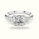 Cushion Three-Stone Basket Lab-Grown Diamond Ring