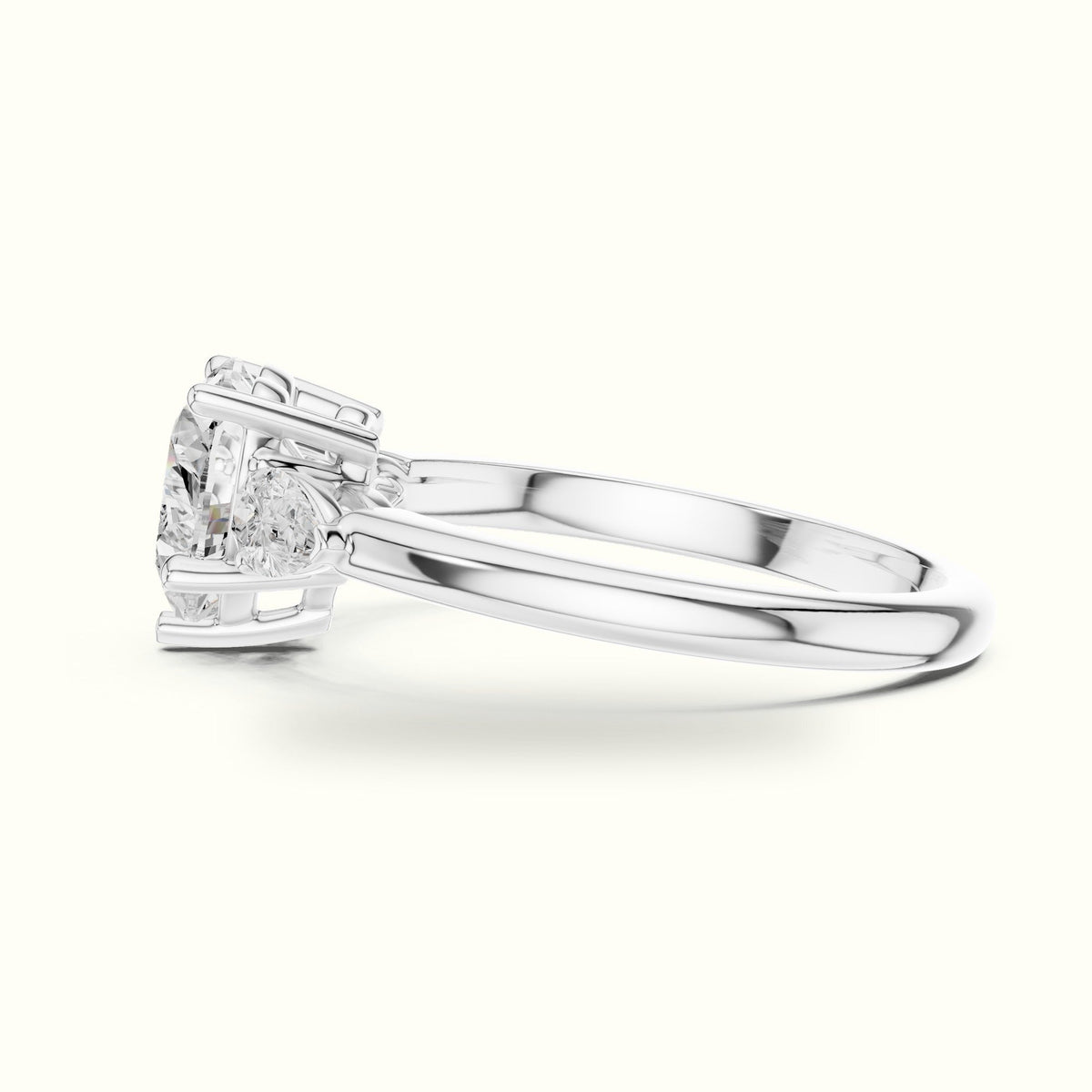 Heart Three-Stone Lab-Grown Diamond Ring — White gold, view 3 | Crystal N Cuts