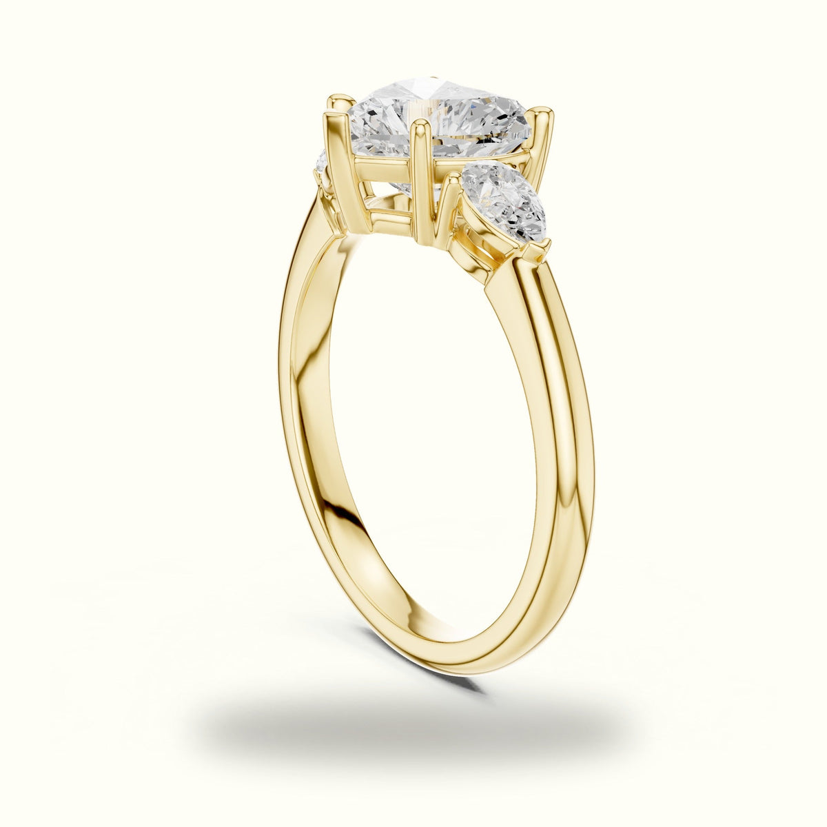 Heart Three-Stone Lab-Grown Diamond Ring — Yellow gold, view 1 | Crystal N Cuts