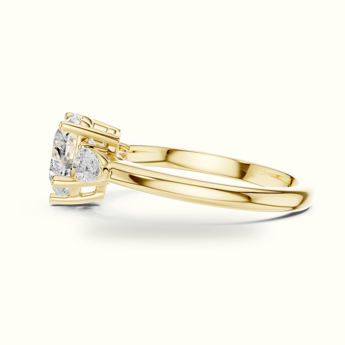Heart Three-Stone Lab-Grown Diamond Ring — Yellow gold, view 3 | Crystal N Cuts