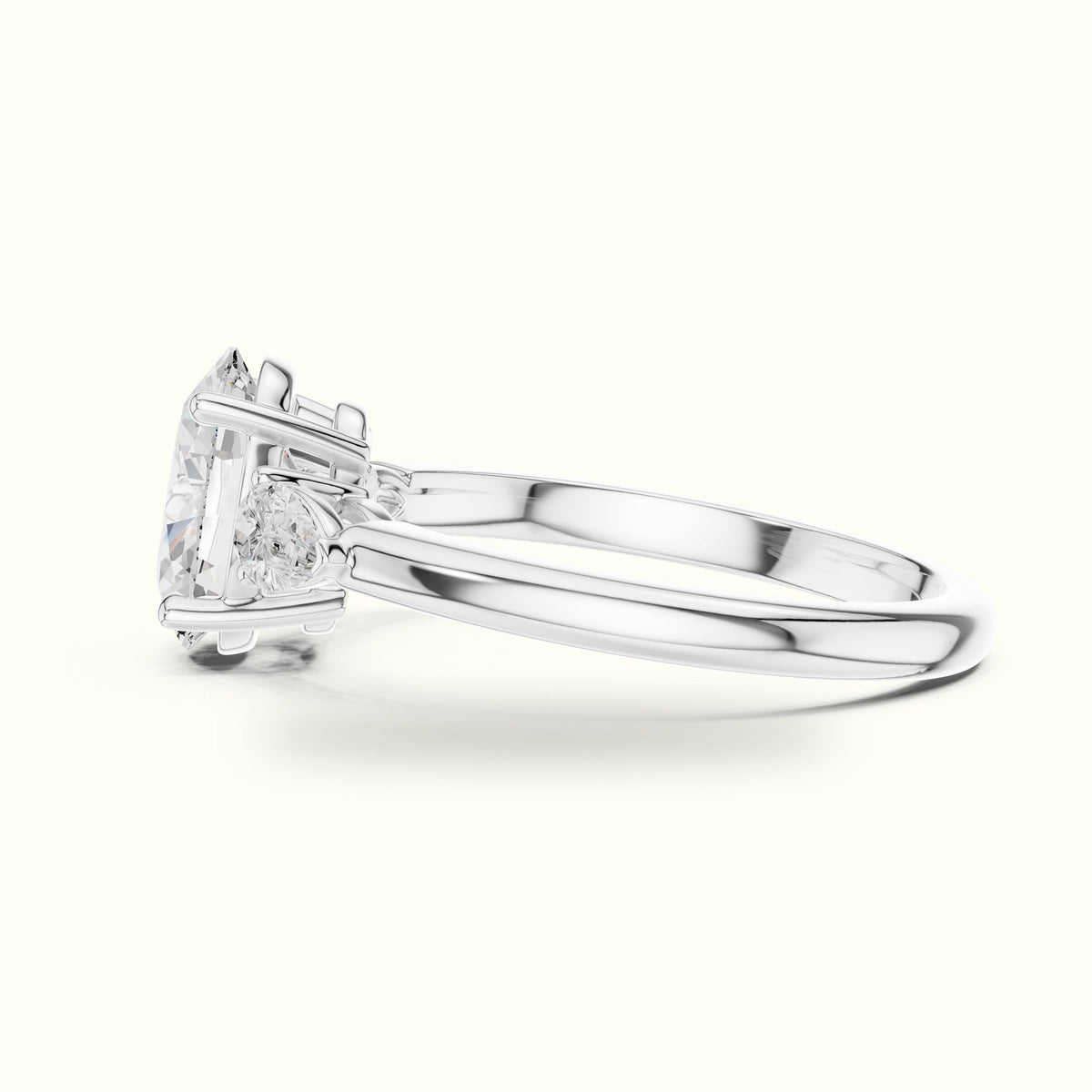 Oval Basket Lab-Grown Diamond Three Stone Ring — White gold, view 3 | Crystal N Cuts