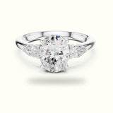 Oval Basket Lab-Grown Diamond Three Stone Ring